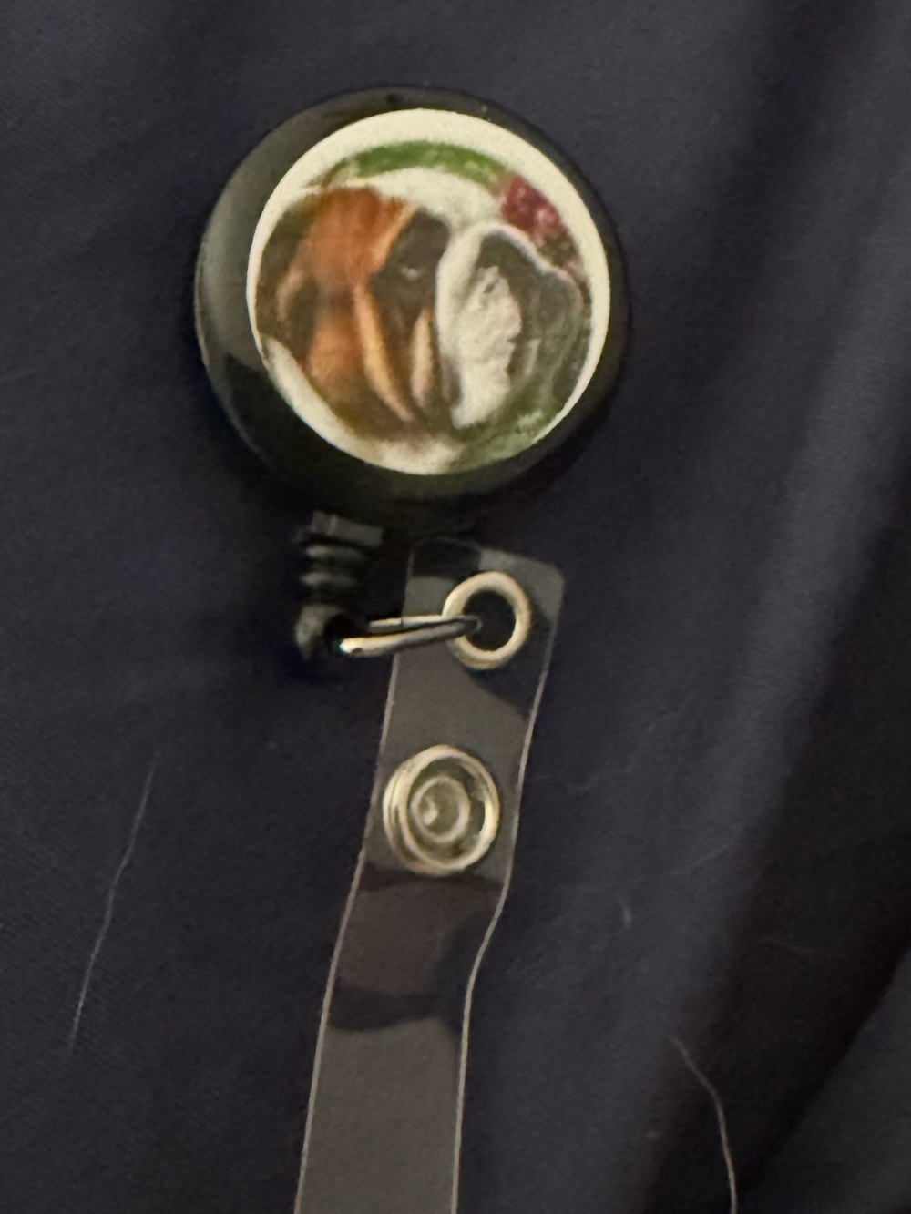 Black Bulldog Retractable Badge Reel with Strap